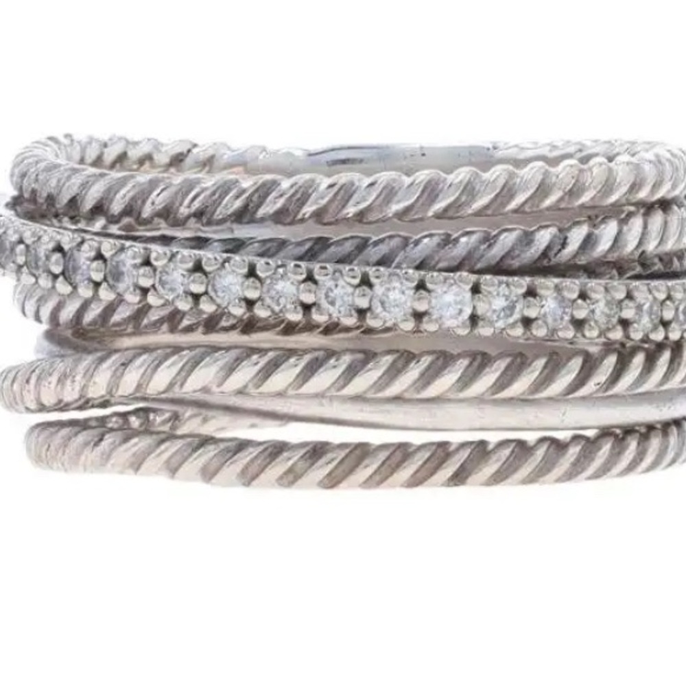 David Yurman Silver Twisted Rope Ring - Picture 3 of 9